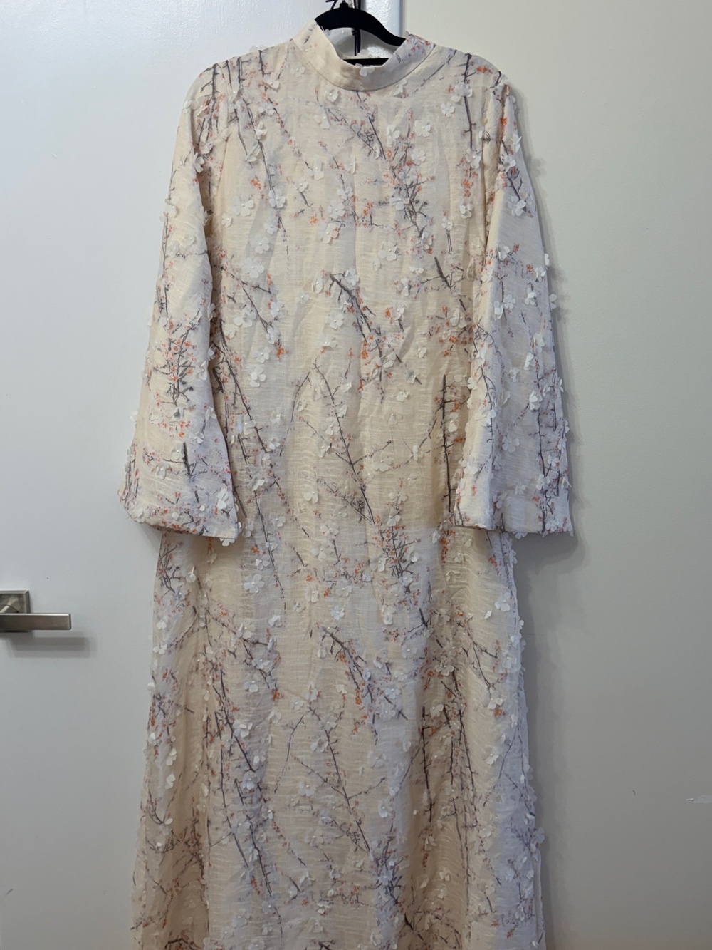 Batul Collection Elegant Cream Floral Embroidered Maxi Dress